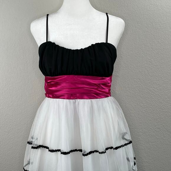 Trixxi White Black Pink Sparkle Glitter Sleeveless Tulle Party Mini Dress Jr Med - Picture 4 of 15